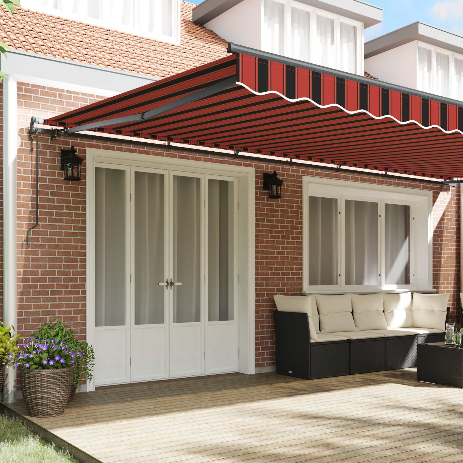 Tenda retrattile arancione e marrone 600 × 350 cm