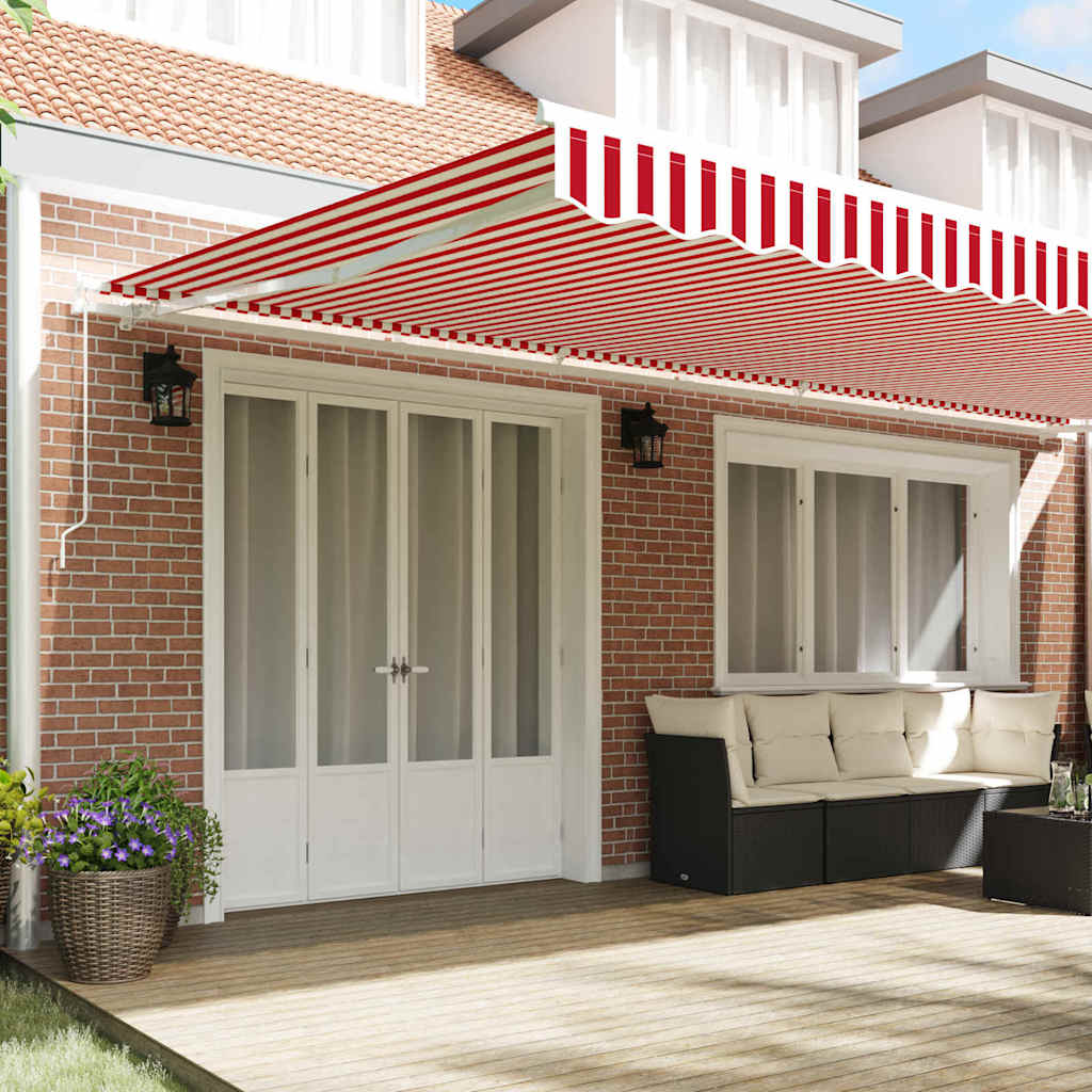 Tenda retrattile Rosso e Bianco 600 × 350 cm
