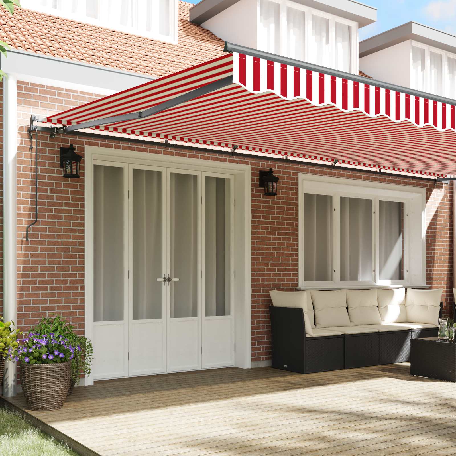 Tenda retrattile Rosso e Bianco 600 × 350 cm