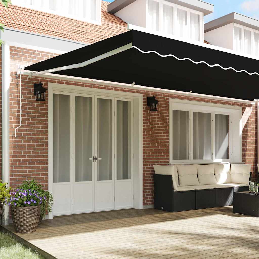 Tenda retrattile Nero 600 × 350 cm Tessuto e Alluminio