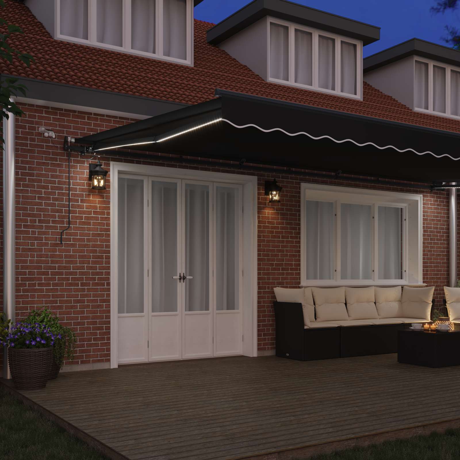 Tenda retrattile Nero 600 × 350 cm Poliestere