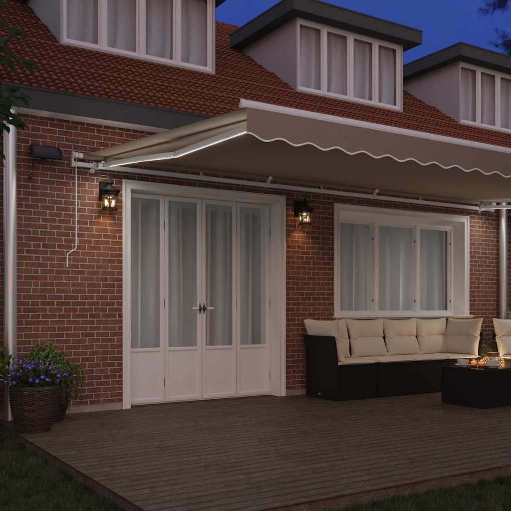 Tenda retrattile Beige 600 × 350 cm Tessuto e Alluminio