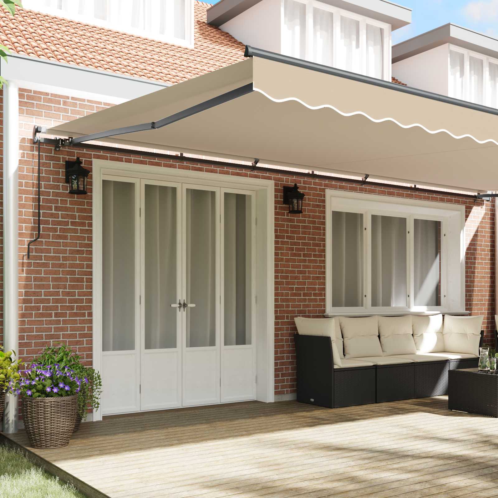 Tenda retrattile Beige 600 × 350 cm Poliestere e Alluminio
