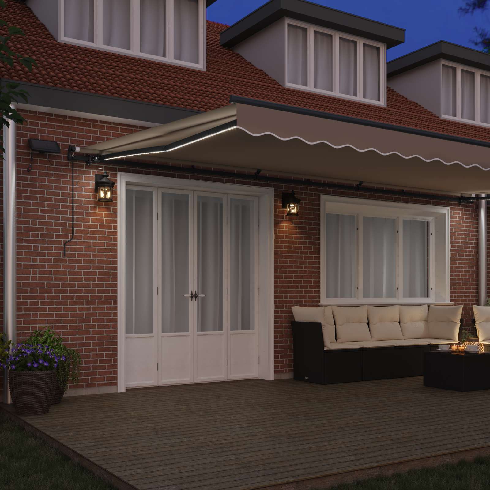 Tenda retrattile Beige 600 × 350 cm Tessuto e Alluminio