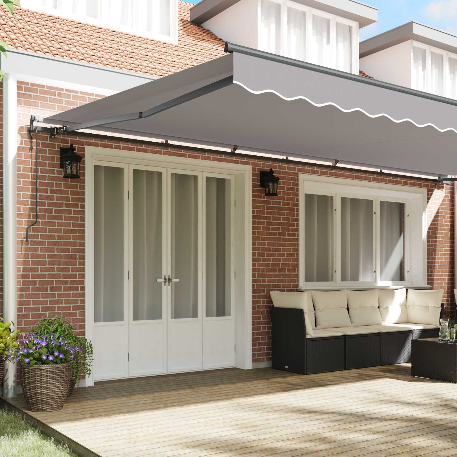 Tenda retrattile Grigio Chiaro 600 × 350 cm Tessuto e Alluminio