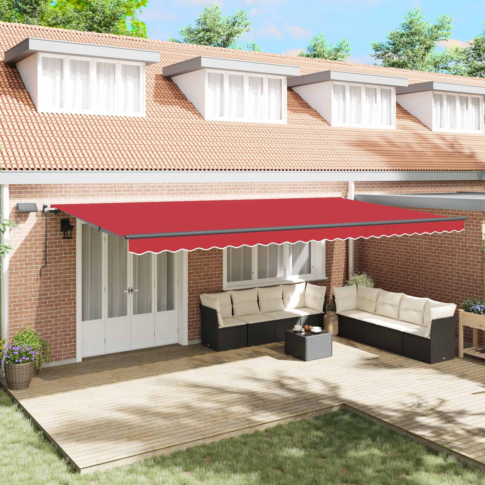 Tenda retrattile Rosso 600 × 350 cm Tessuto e Alluminio