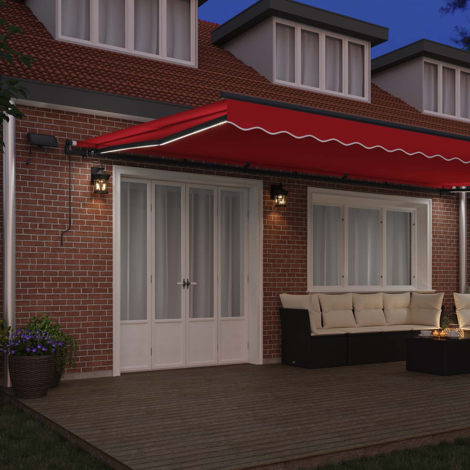 Tenda retrattile Rosso 600 × 350 cm Tessuto e Alluminio