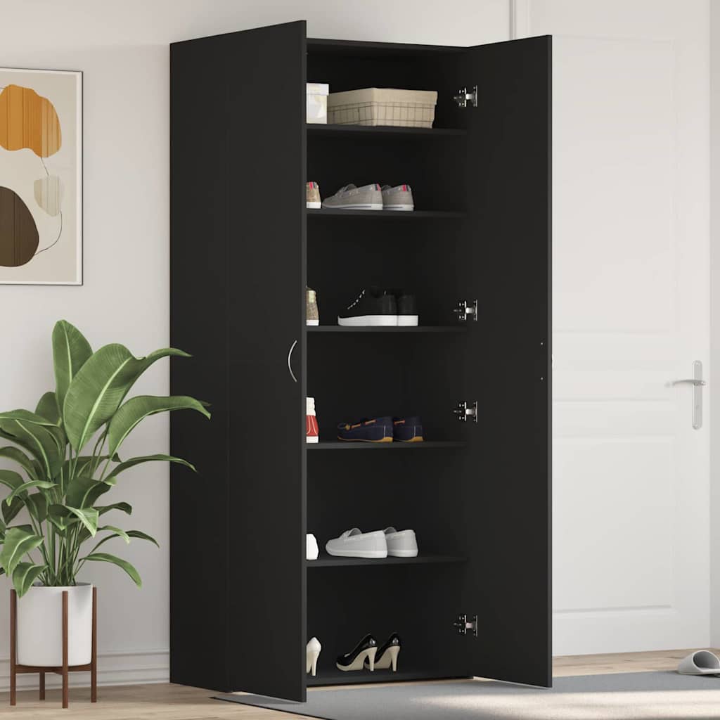Mobile per scarpe 80 x 35.5 x 180 cm Legno ingegnerizzato Nero