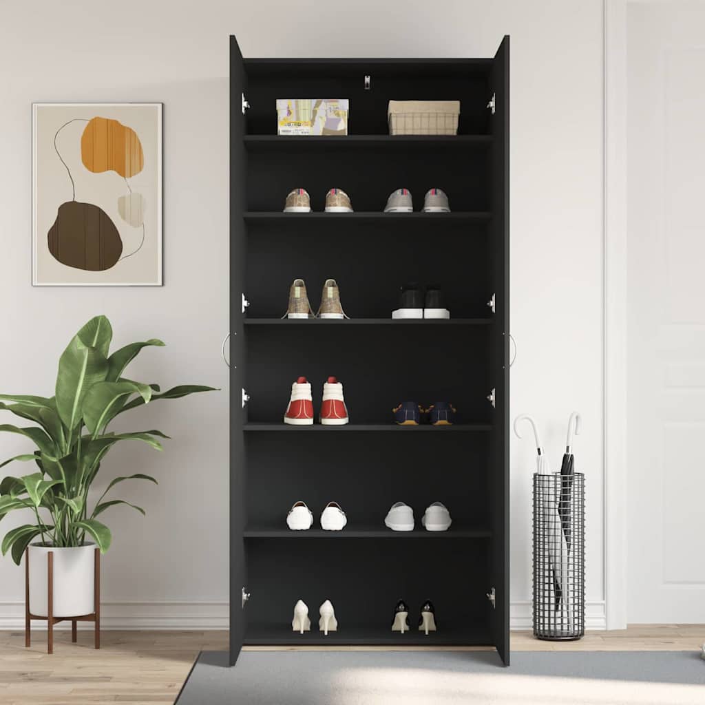 Mobile per scarpe 80 x 35.5 x 180 cm Legno ingegnerizzato Nero