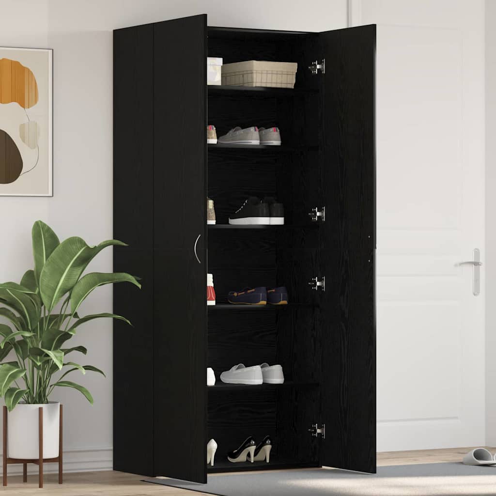 Mobile per scarpe 80 x 35.5 x 180 cm Legno ingegnerizzato Nero