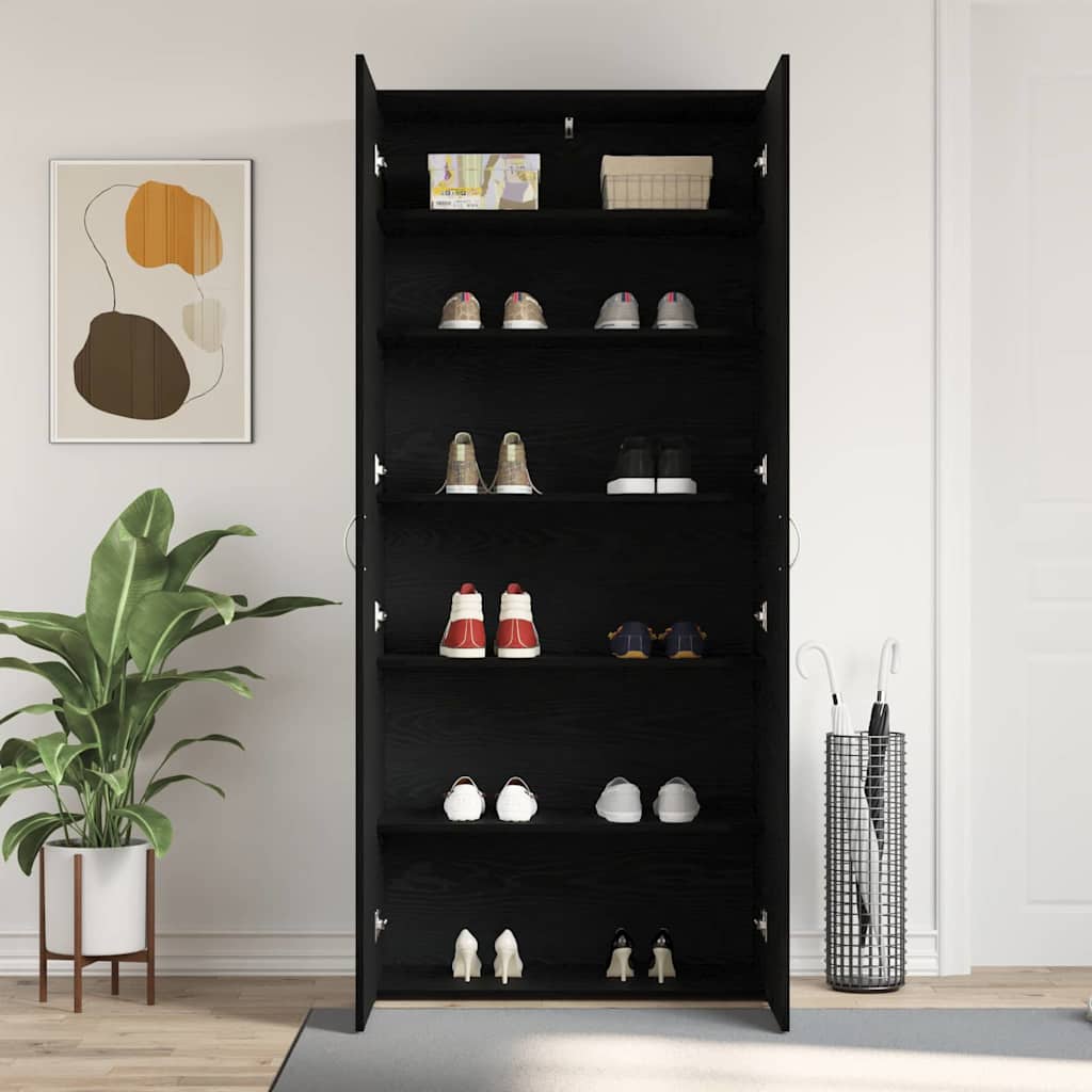 Mobile per scarpe 80 x 35.5 x 180 cm Legno ingegnerizzato Nero