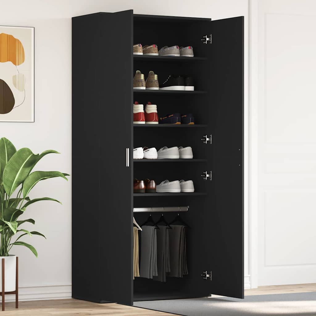 Mobile per scarpe 80 x 39 x 178 cm Legno ingegnerizzato Nero