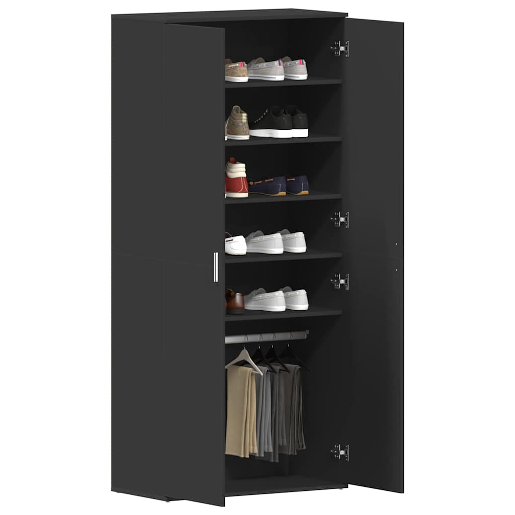 Mobile per scarpe 80 x 39 x 178 cm Legno ingegnerizzato Nero