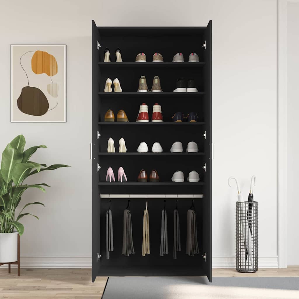 Mobile per scarpe 80 x 39 x 178 cm Legno ingegnerizzato Nero