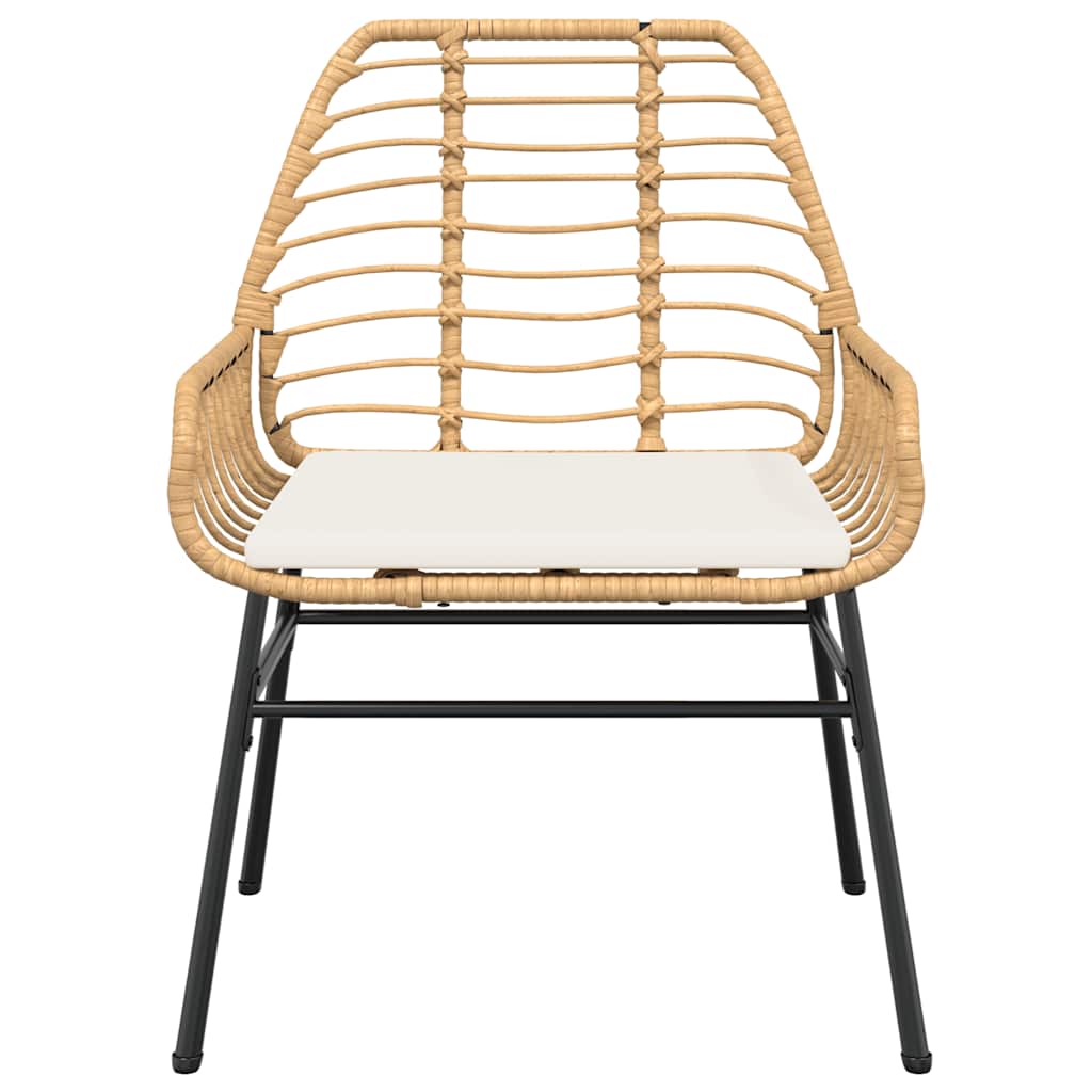 Set Pranzo da Giardino 7pz con Cuscini Marrone Polyrattan Vetro