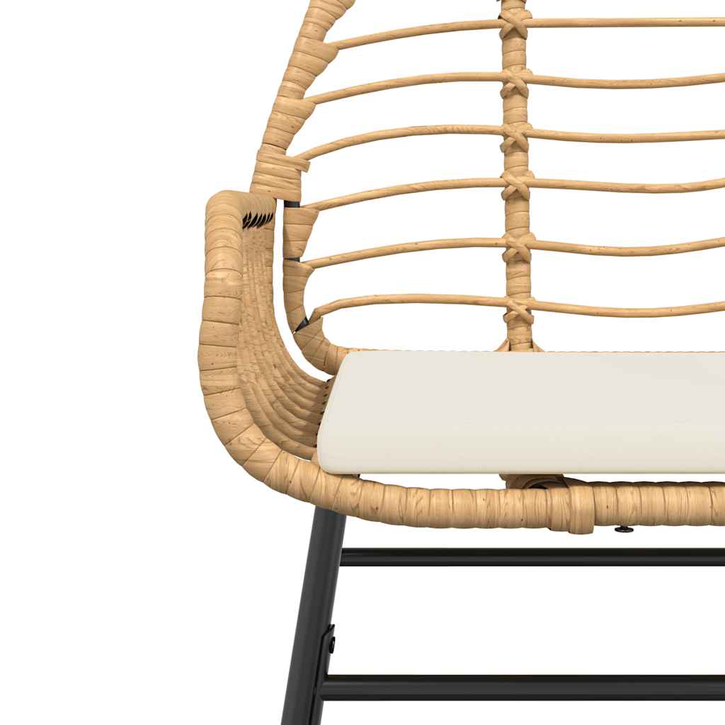 Set Pranzo da Giardino 7pz con Cuscini Marrone Polyrattan Vetro