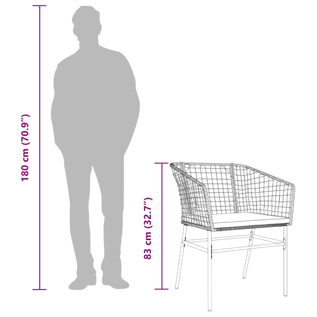 Set Pranzo da Giardino 7 pz Nero con Cuscini Polyrattan Vetro