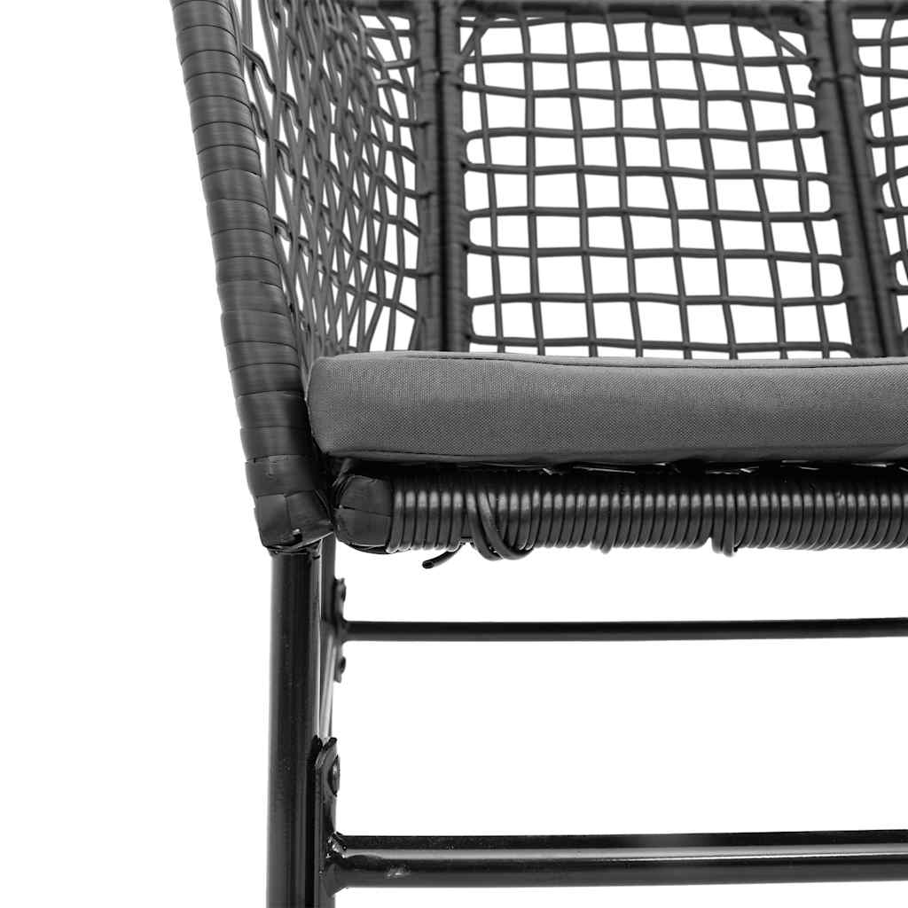Set Pranzo da Giardino 7 pz Nero con Cuscini Polyrattan Vetro