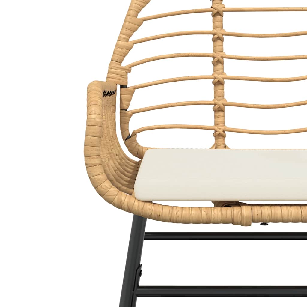 Set Pranzo da Giardino 7pz con Cuscini Marrone Polyrattan Vetro
