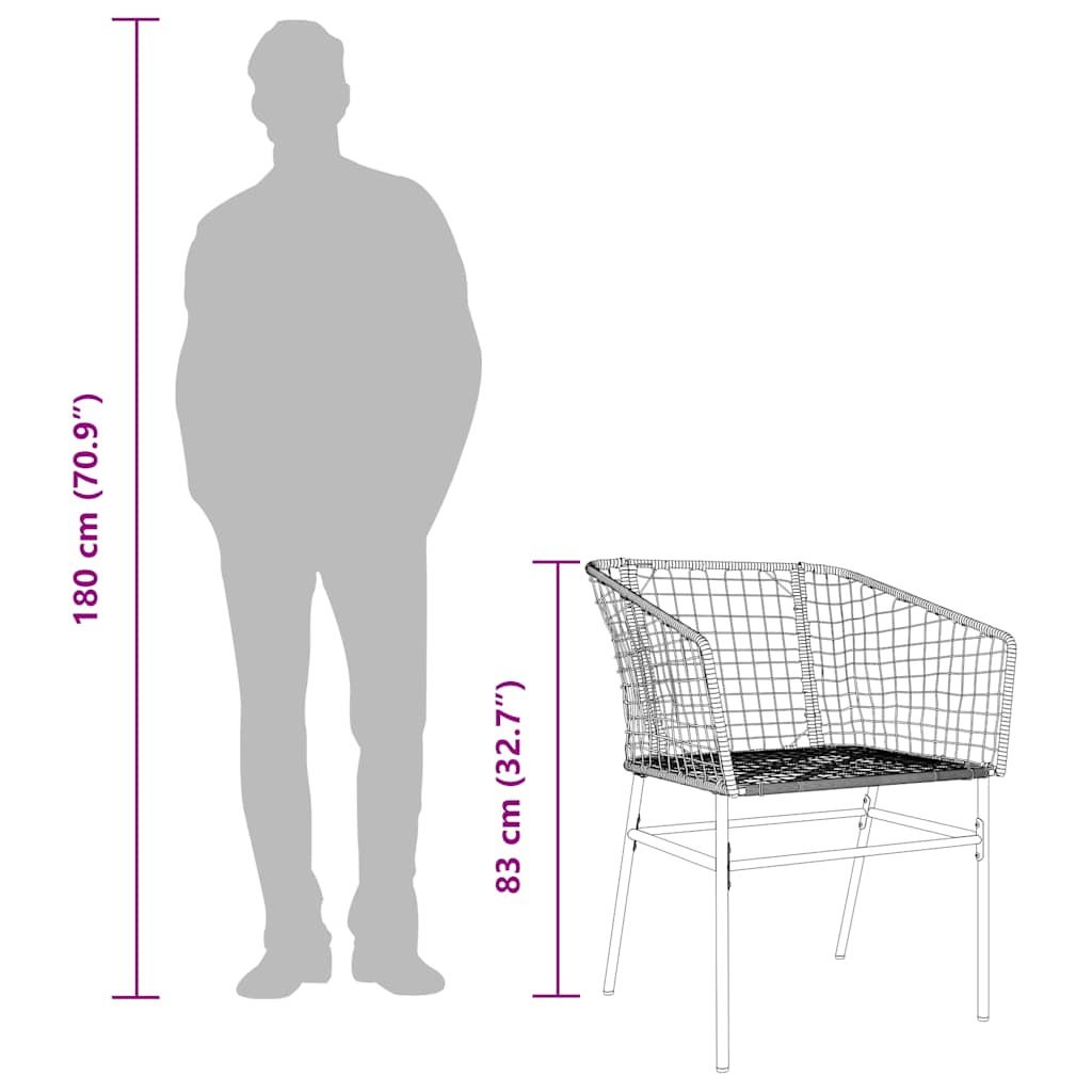 Set Pranzo da Giardino 7 pz Nero Polyrattan Vetro