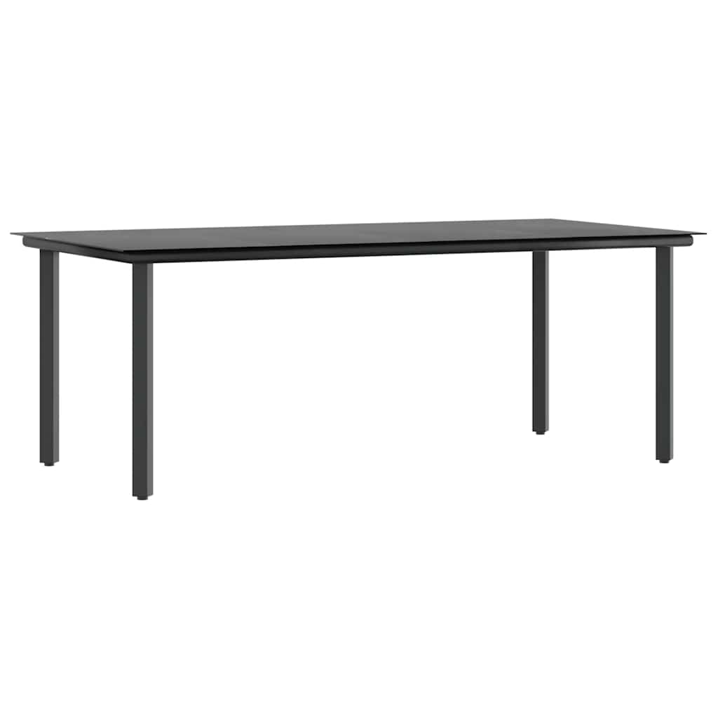 Set Pranzo da Giardino 7 pz Nero Polyrattan Vetro