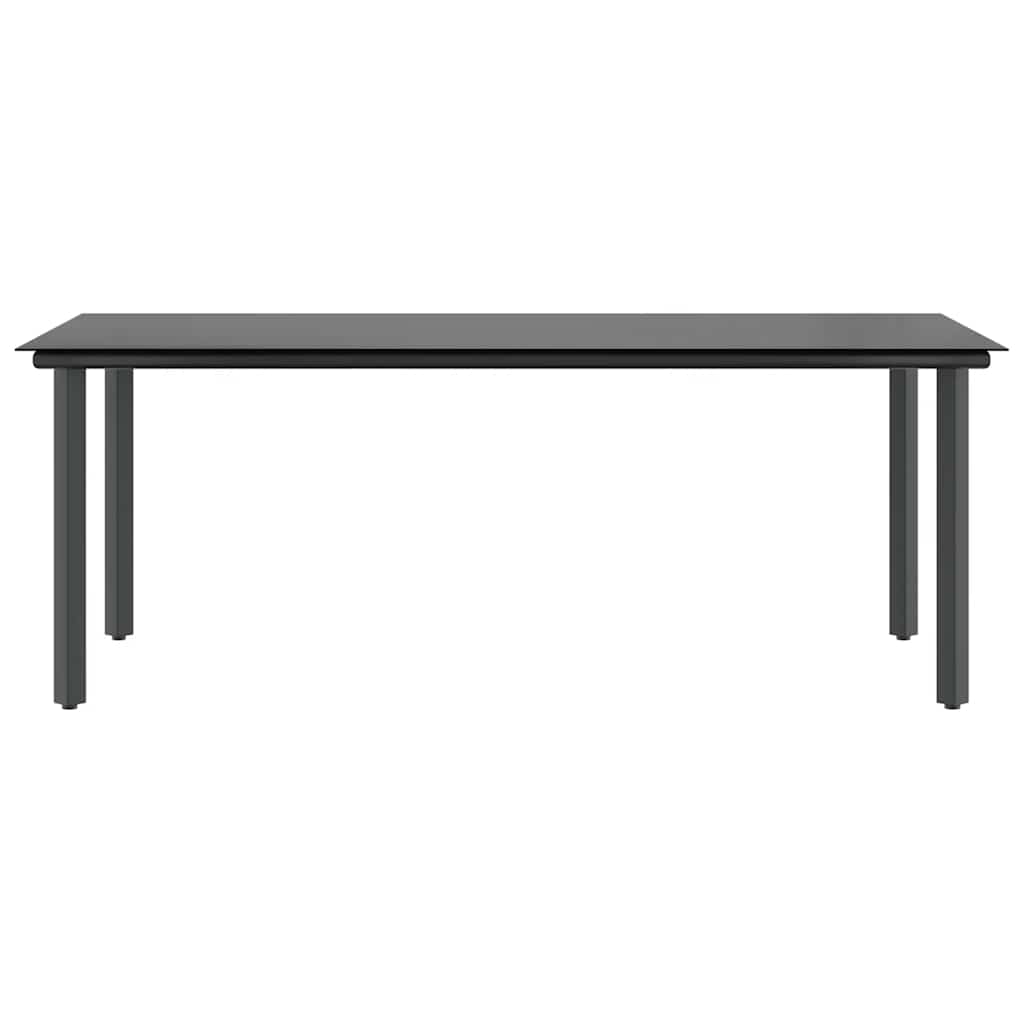 Set Pranzo da Giardino 7 pz Nero Polyrattan Vetro