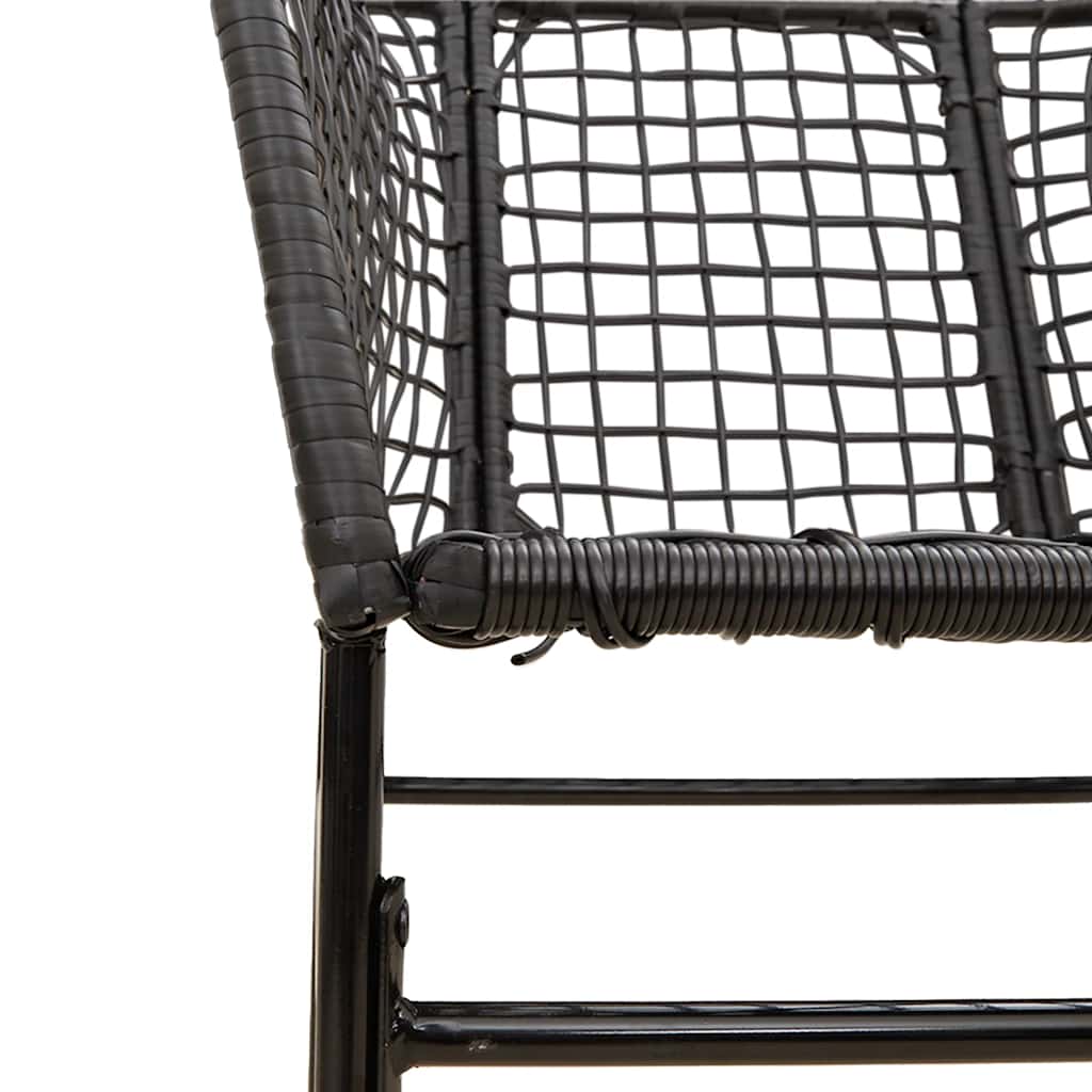 Set Pranzo da Giardino 7 pz Nero Polyrattan Vetro
