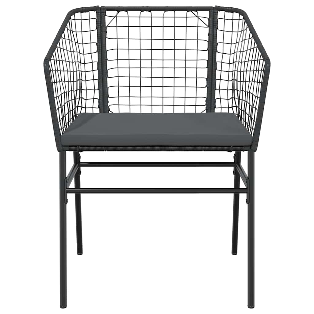 Set Pranzo da Giardino 7 pz Nero con Cuscini Polyrattan Vetro