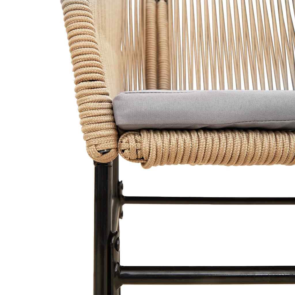 Set da Pranzo da Giardino 5pz con Cuscini Polyrattan Vetro