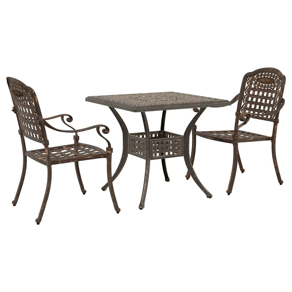 Set di Tavolo da Giardino 3 pz Bronzo Alluminio pressofuso