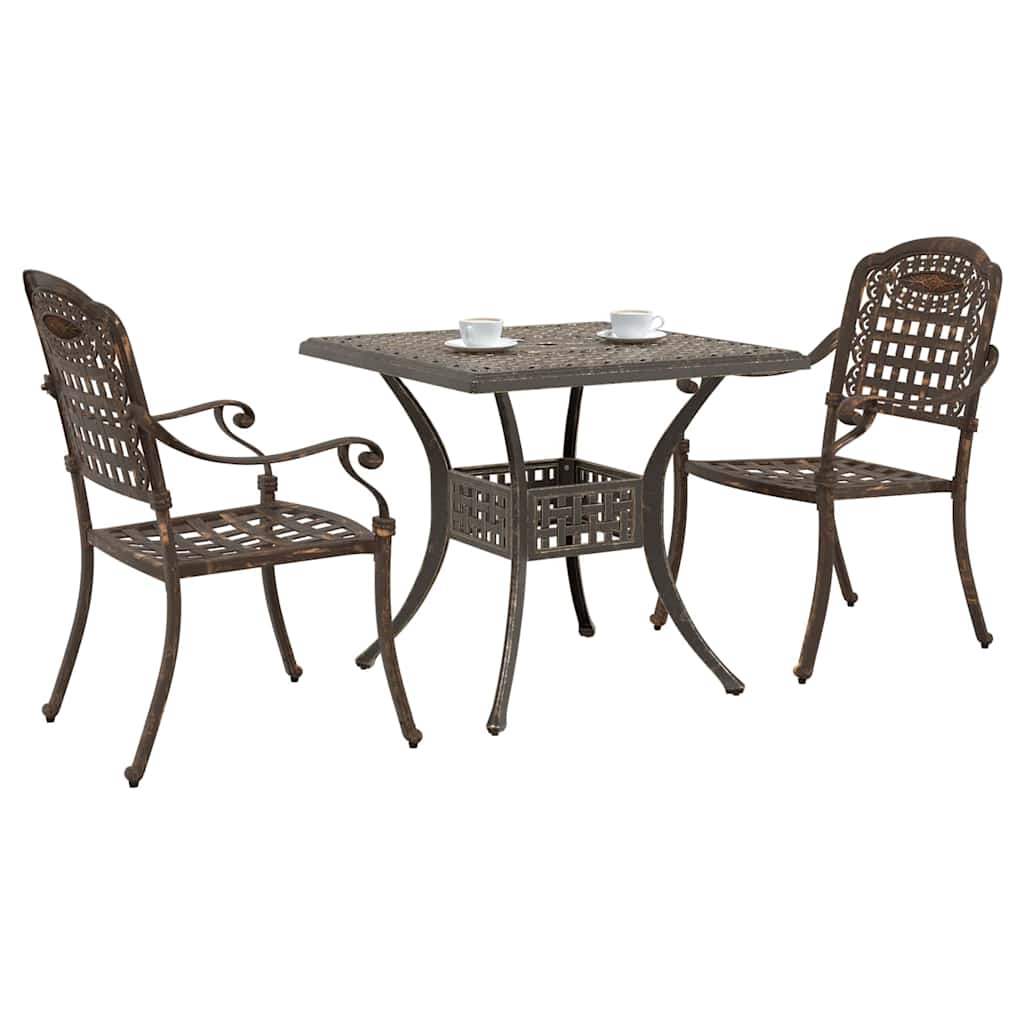 Set di Tavolo da Giardino 3 pz Bronzo Alluminio pressofuso