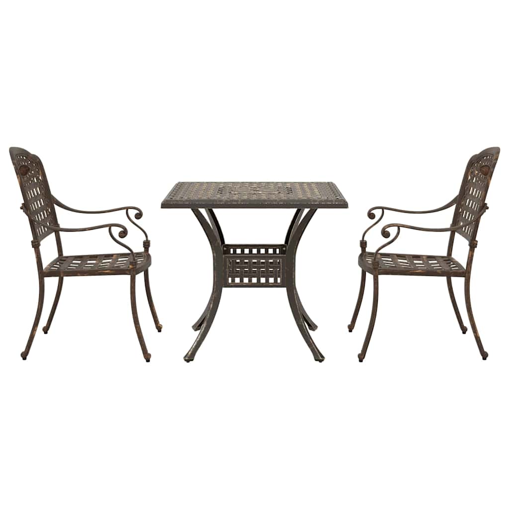 Set di Tavolo da Giardino 3 pz Bronzo Alluminio pressofuso