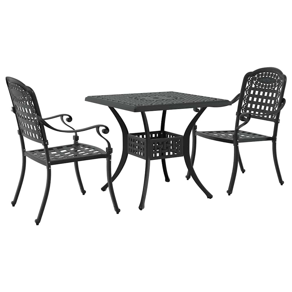 Set di Tavolo da Giardino 3 pz Nero Alluminio pressofuso