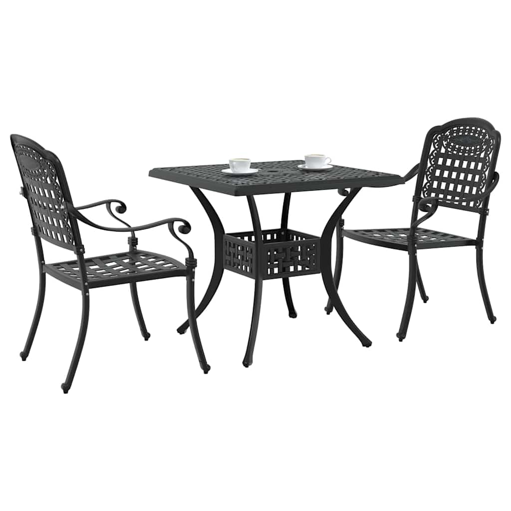 Set di Tavolo da Giardino 3 pz Nero Alluminio pressofuso
