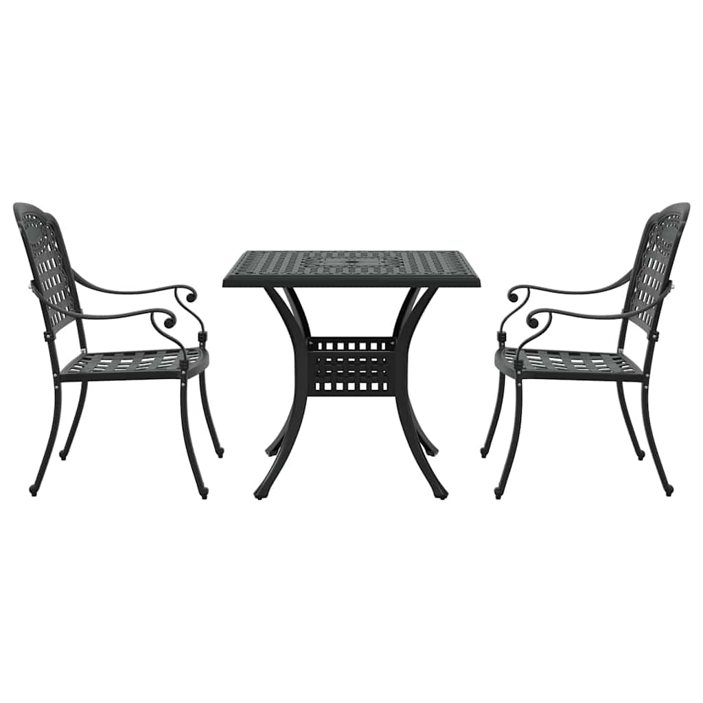 Set di Tavolo da Giardino 3 pz Nero Alluminio pressofuso