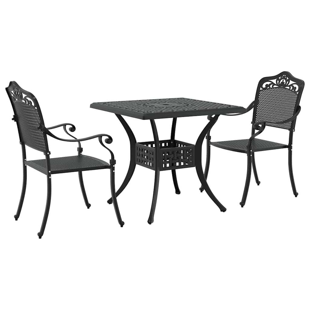 Set di Tavolo da Giardino 3 pz Nero Alluminio pressofuso