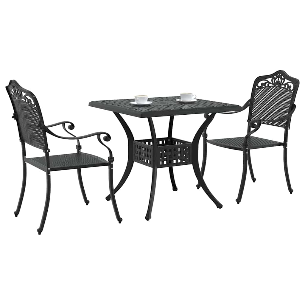 Set di Tavolo da Giardino 3 pz Nero Alluminio pressofuso