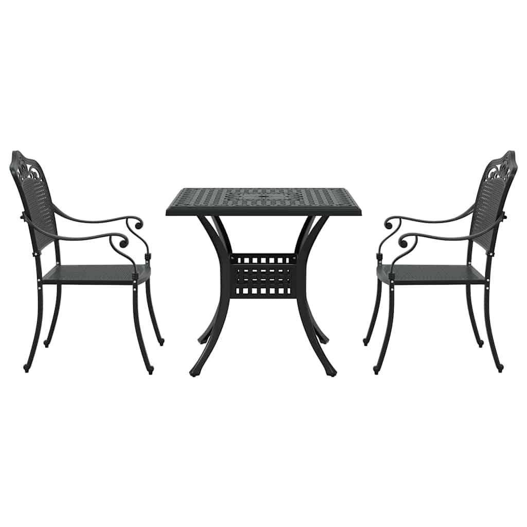 Set di Tavolo da Giardino 3 pz Nero Alluminio pressofuso