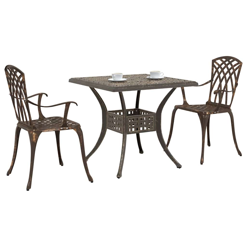 Set di Tavolo da Giardino 3 pz Bronzo Alluminio pressofuso
