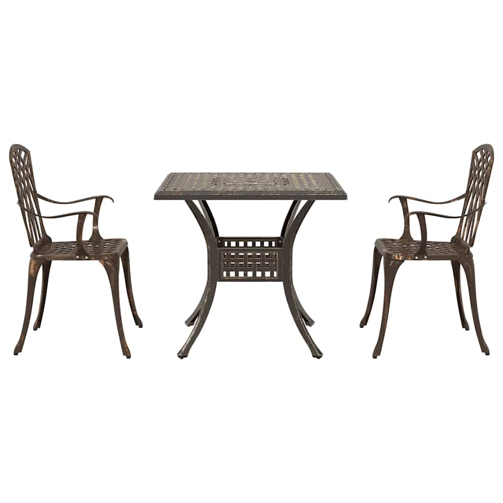 Set di Tavolo da Giardino 3 pz Bronzo Alluminio pressofuso