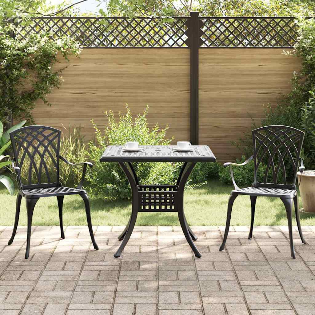 Set di Tavolo da Giardino 3 pz Nero Alluminio pressofuso