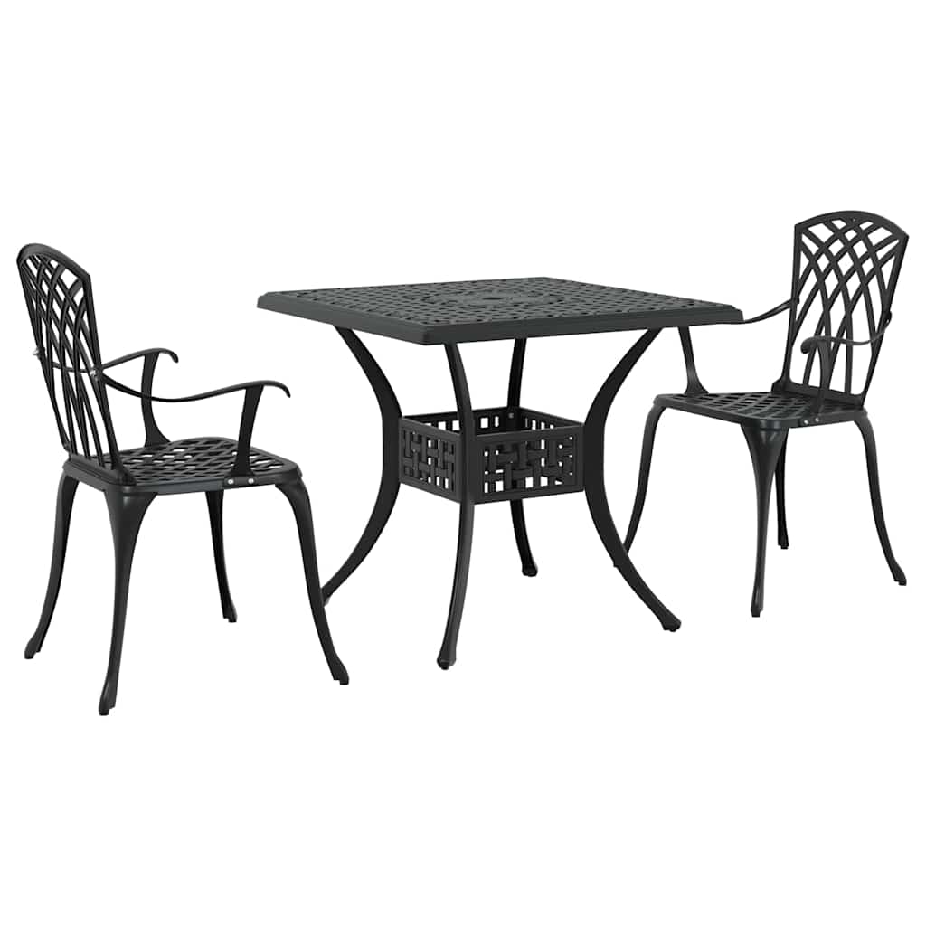 Set di Tavolo da Giardino 3 pz Nero Alluminio pressofuso