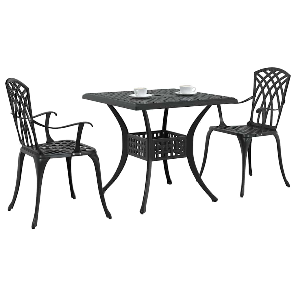 Set di Tavolo da Giardino 3 pz Nero Alluminio pressofuso