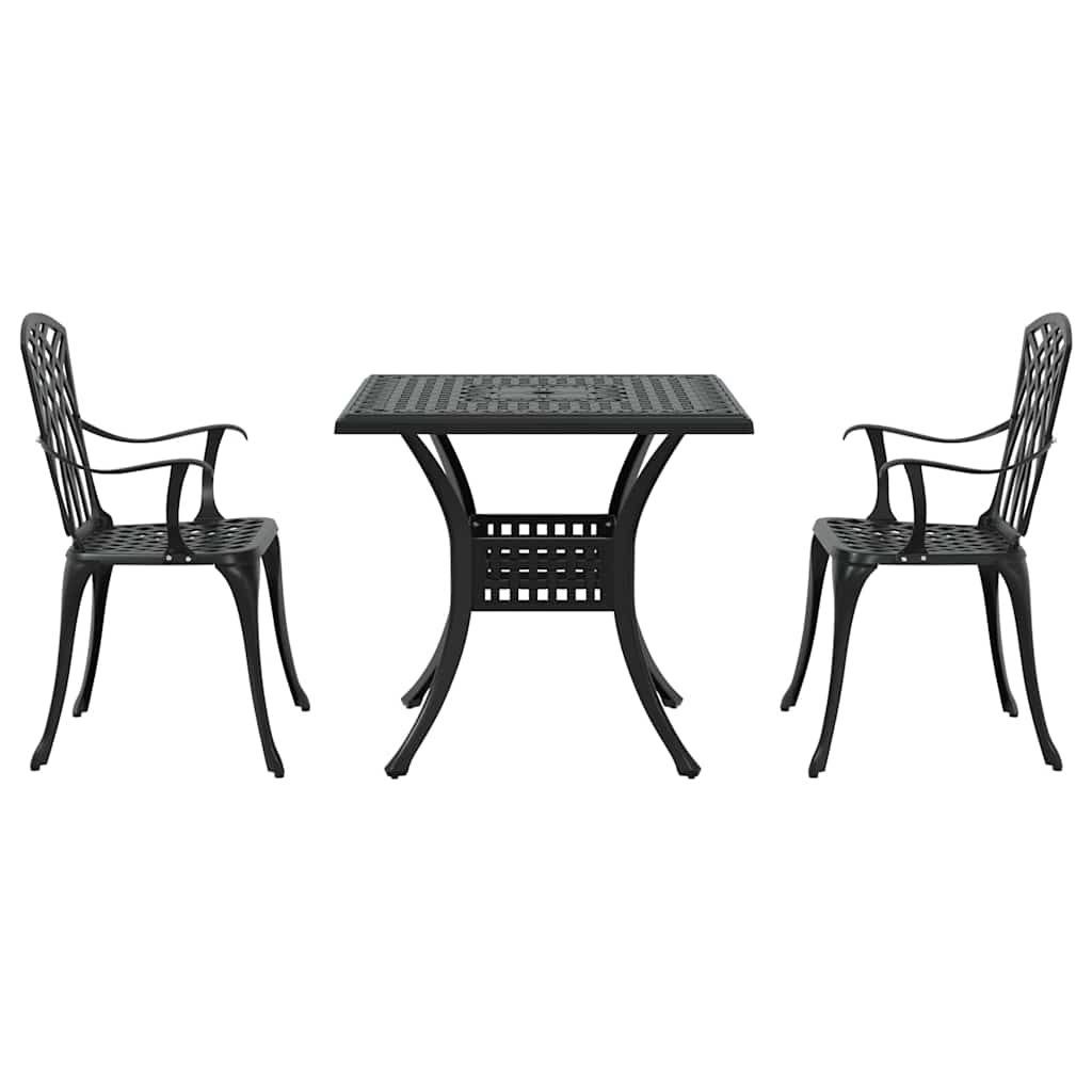 Set di Tavolo da Giardino 3 pz Nero Alluminio pressofuso