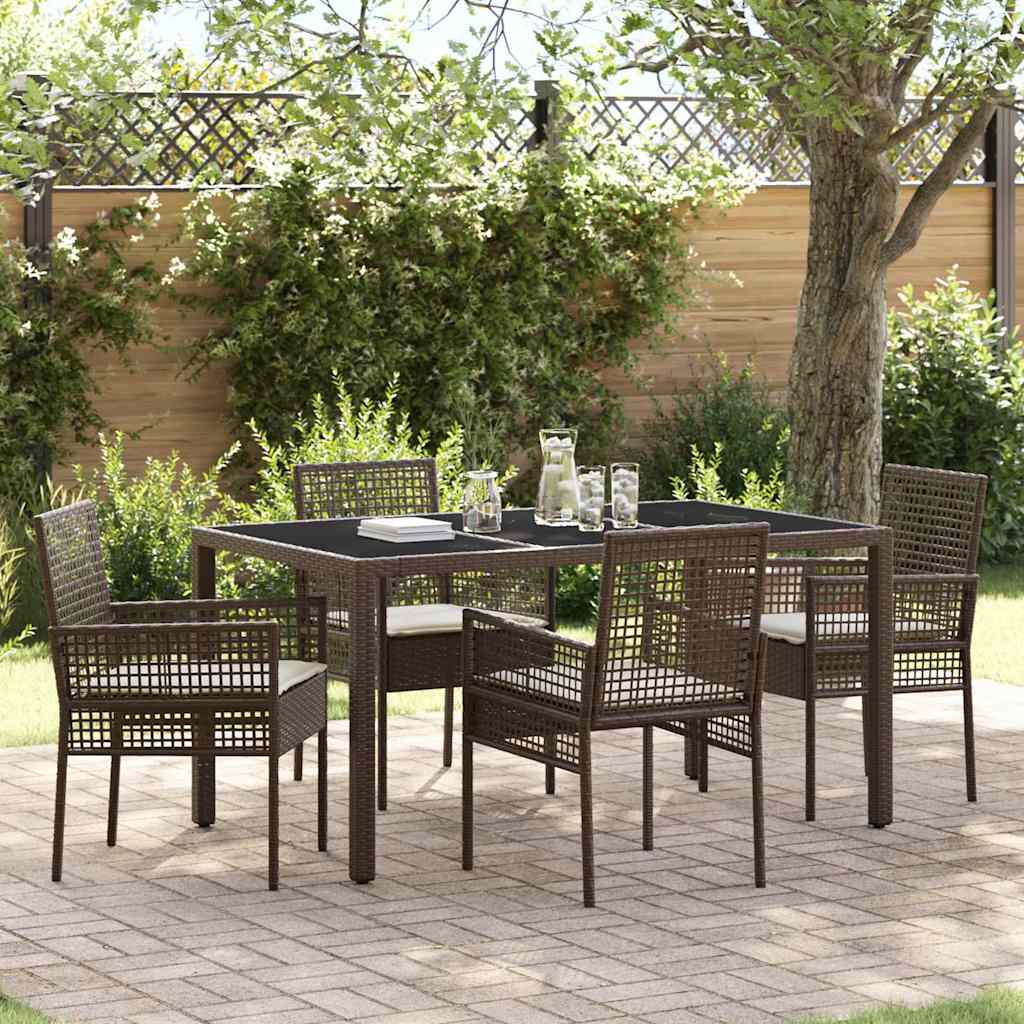Set da Pranzo per Giardino 5 pz Marrone polyrattan