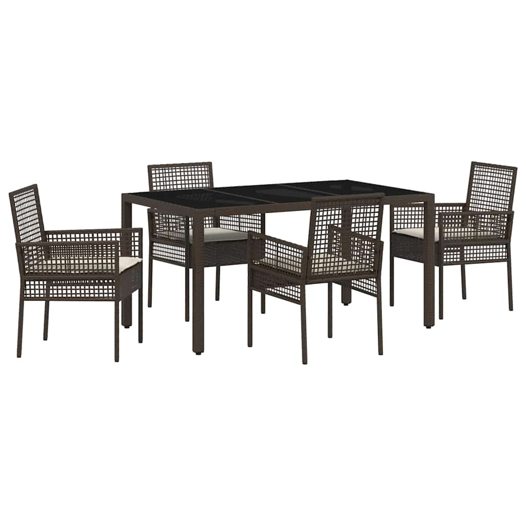 Set da Pranzo per Giardino 5 pz Marrone polyrattan