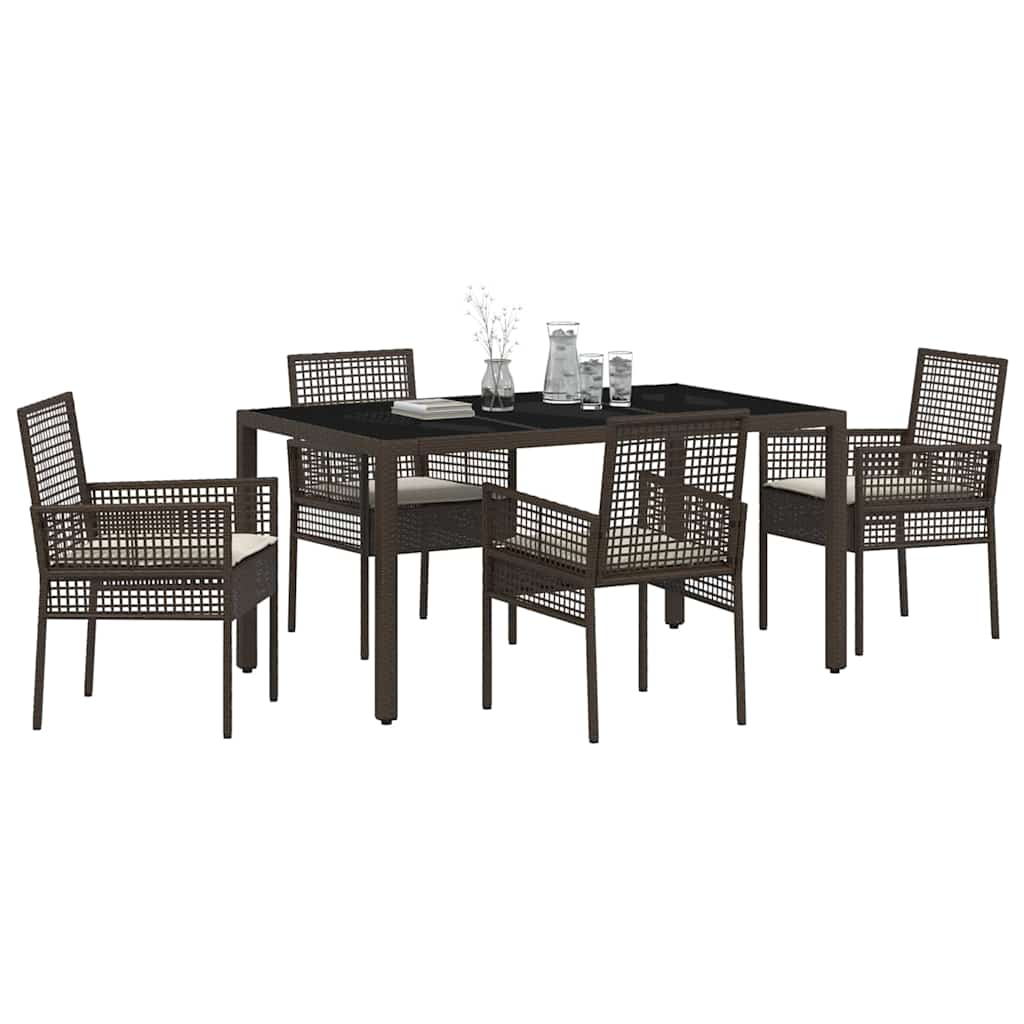 Set da Pranzo per Giardino 5 pz Marrone polyrattan