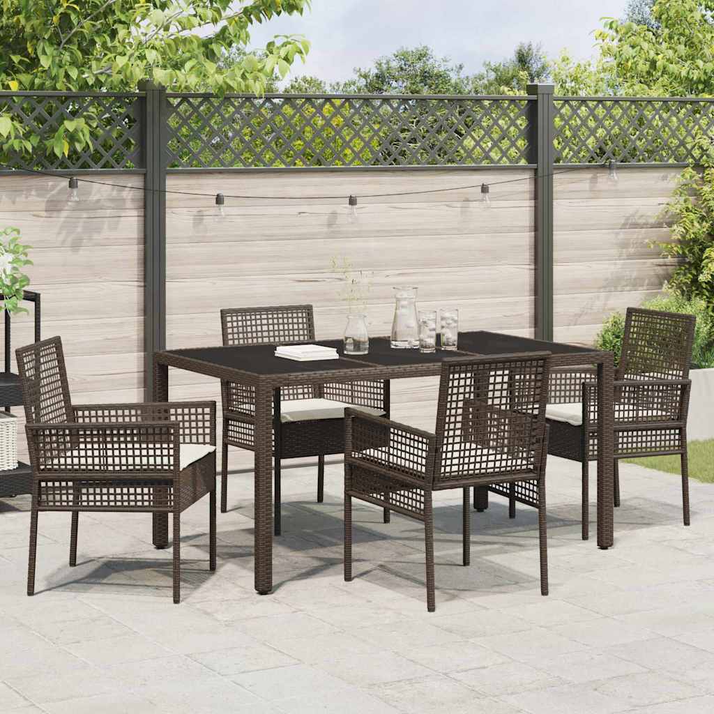 Set da Pranzo per Giardino 5 pz Marrone polyrattan
