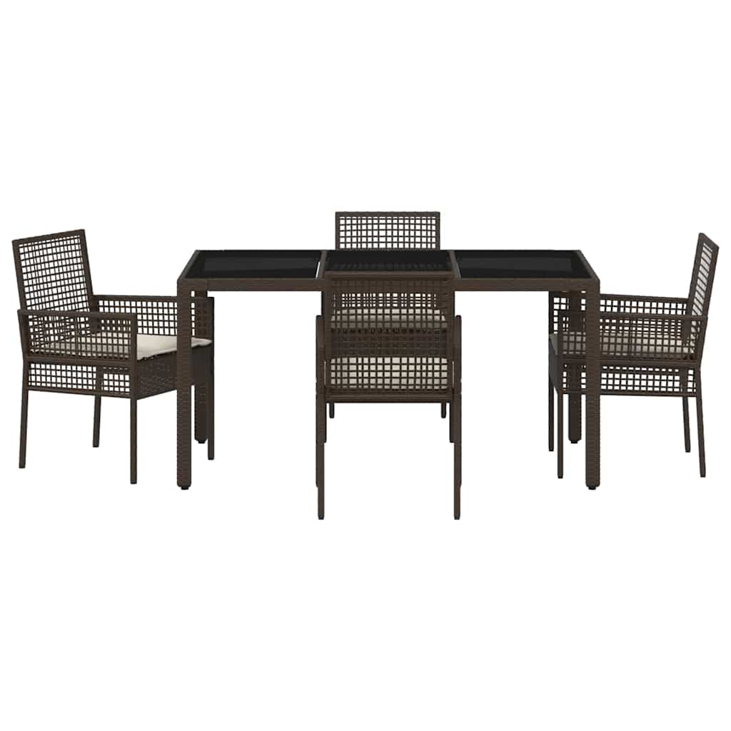 Set da Pranzo per Giardino 5 pz Marrone polyrattan