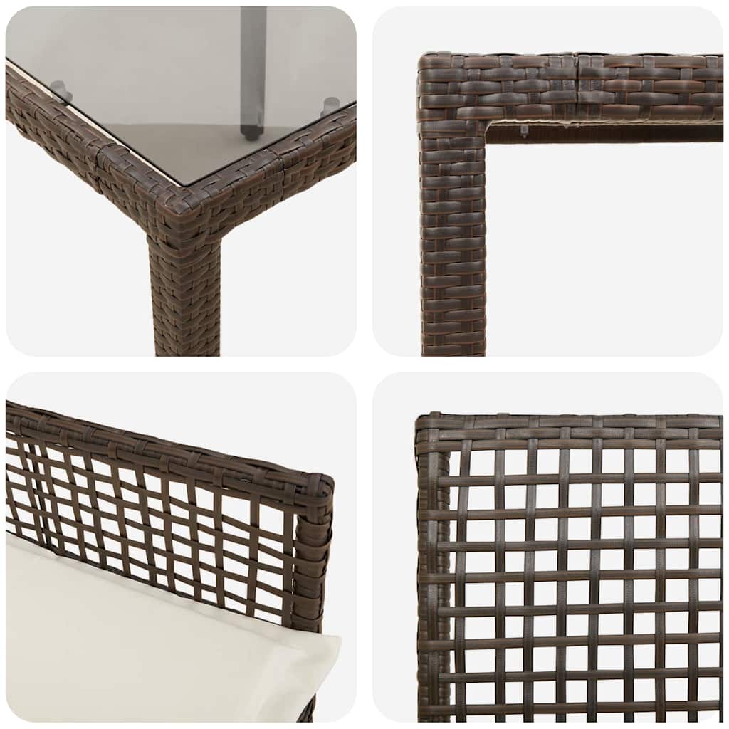 Set da Pranzo per Giardino 5 pz Marrone polyrattan